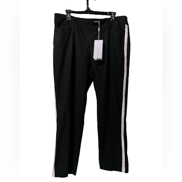 Lady Hagen Pants - NWT Lady Hagen Womens Tummy Control Side Stripe Black Golf Pants with Dry Tech